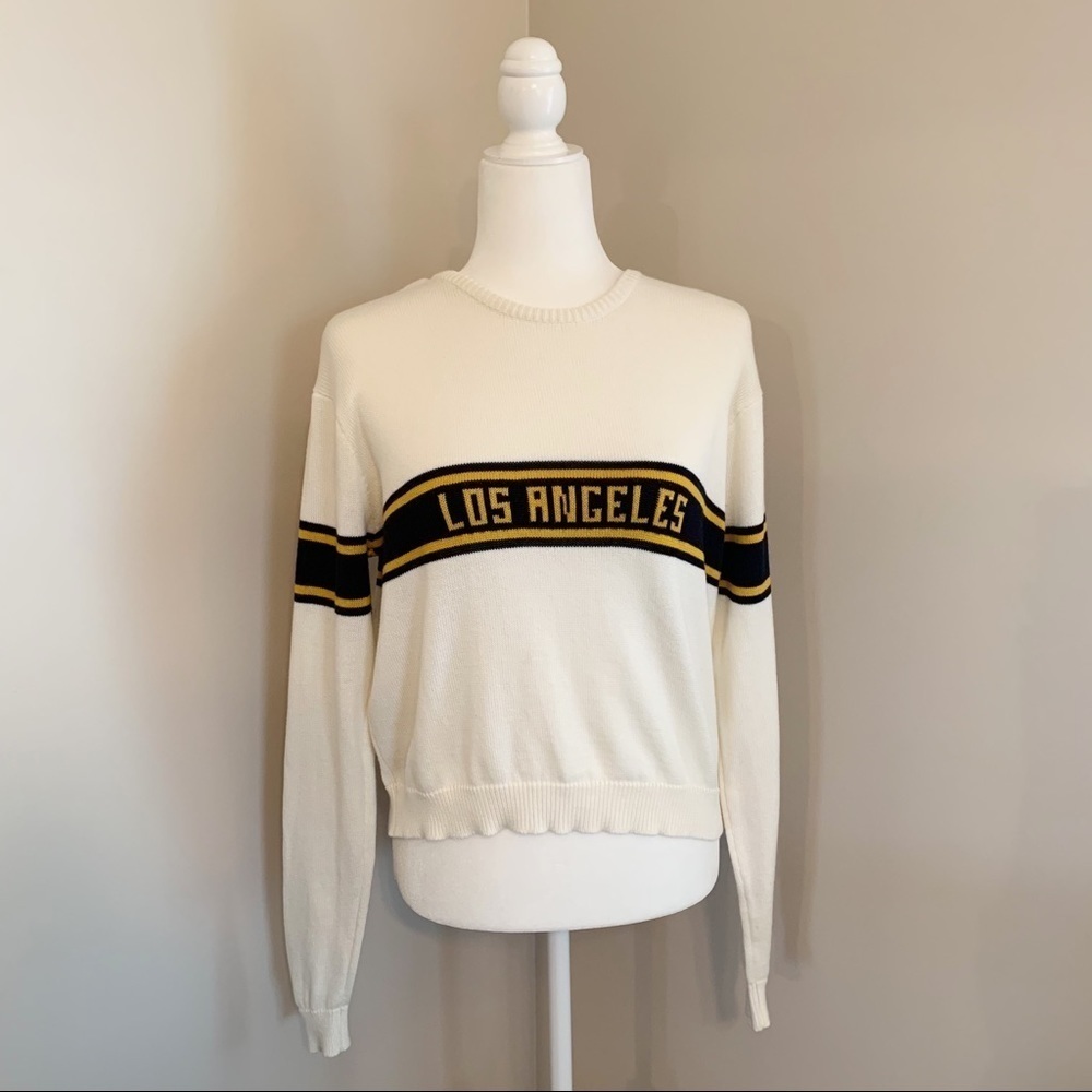 SOLD! Brandy Melville Women’s One Size White Los Angeles Knit Collegiate Sweater